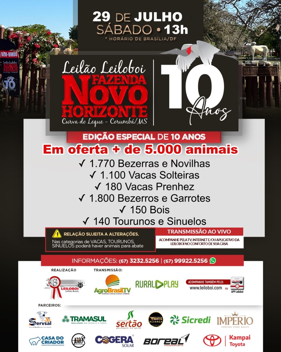 120º Leilão Leiloboi Fazenda Novo Horizonte - Aniversário 10 anos