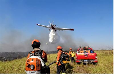 Governo reforça combate aéreo ao fogo construindo pistas no Pantanal